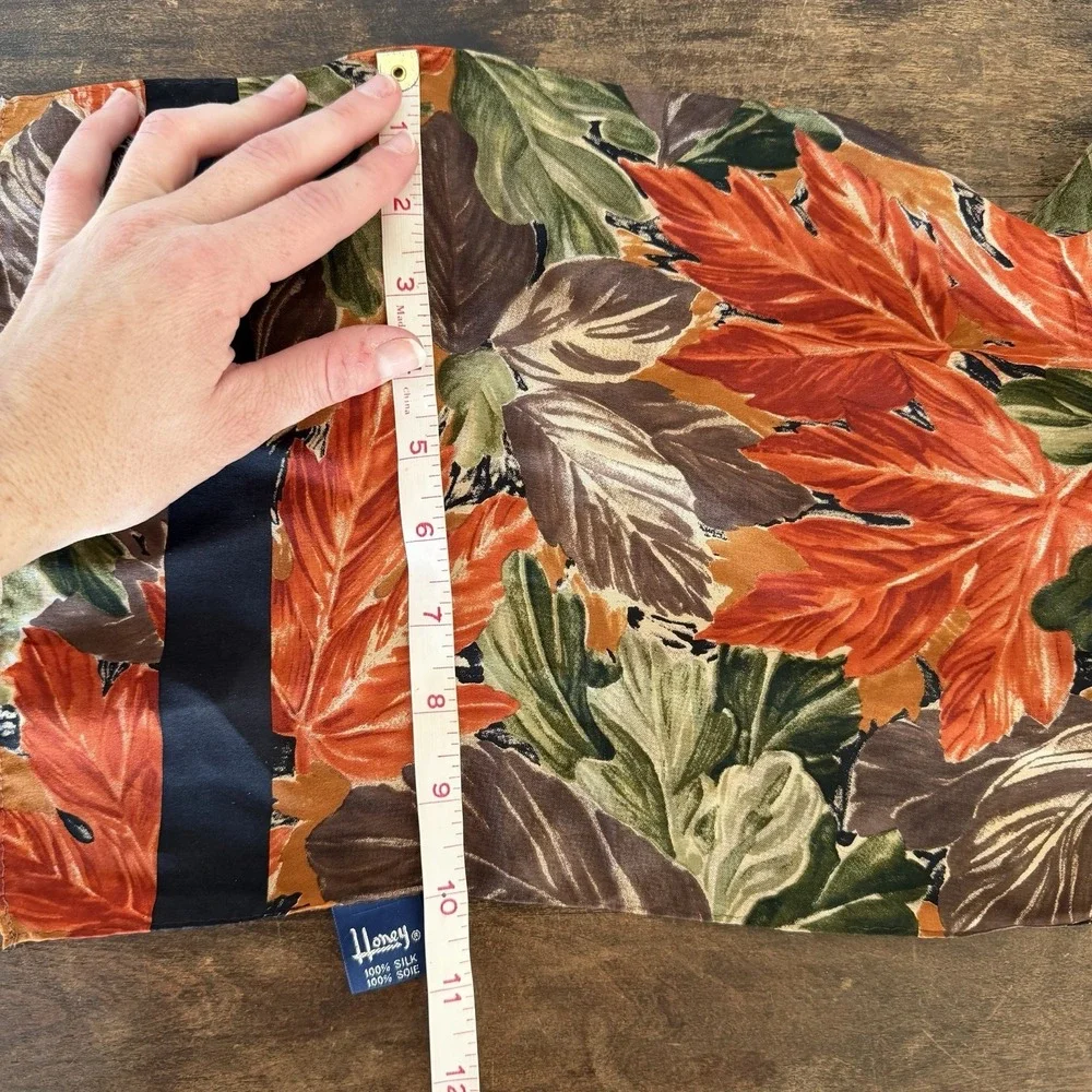 Scarf Vintage Signed‎ Honey 100% Silk Orange Floral Print 80’s